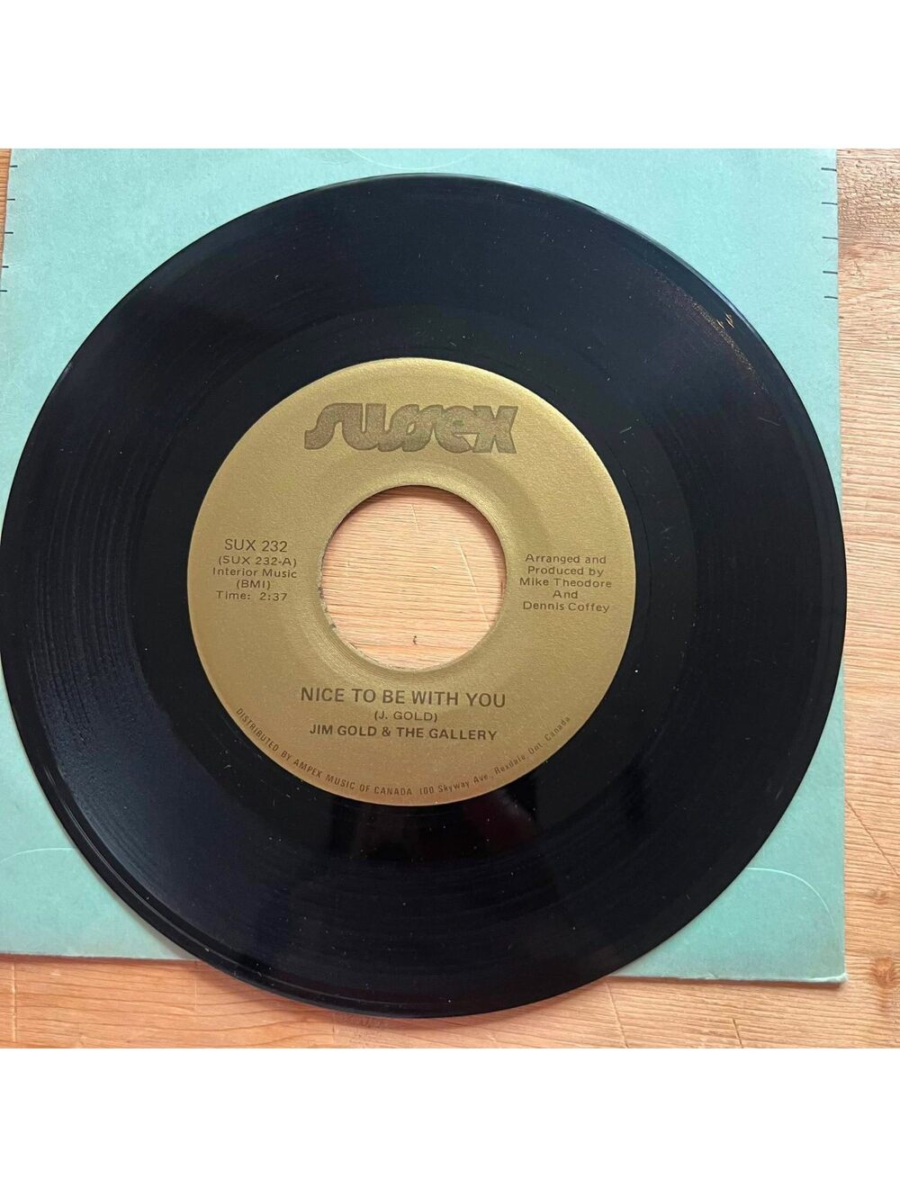 Jim Gold & The Gallery - Nice to be with You/Ginger Haired Man 45rpm VG+ R89